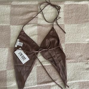 12th Tribe Satin Lace Up Top